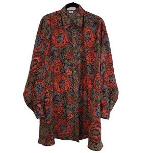 Vintage Compagnie Internationale EXPRESS 100% Silk Floral Tunic Blouse Flowy L